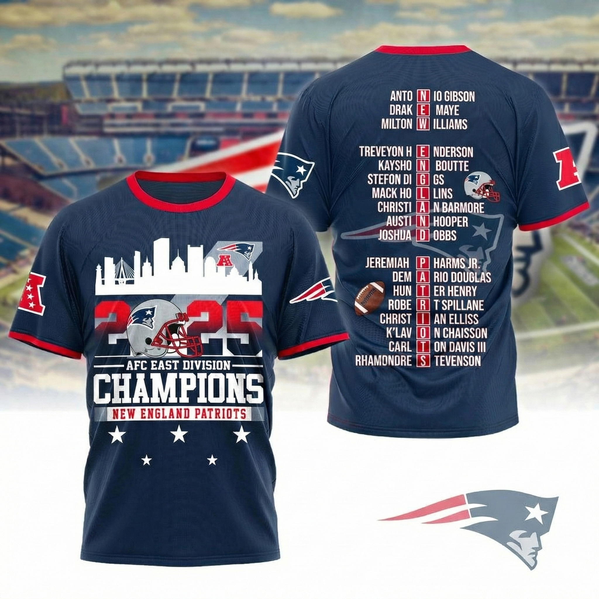 New England Patriots 2025 AFC East Division Champions T-Shirt NE Patriots Apparel Football Lovers Gifts