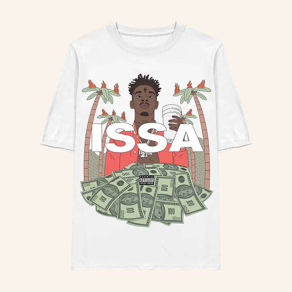 21 Savage Merch ISSA White T-Shirt For Rapper Fans