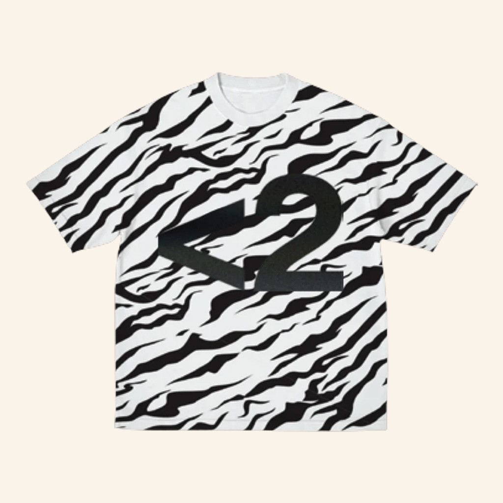 2hollis Merch Tiger Print Logo White T-Shirt For Rapper Fans