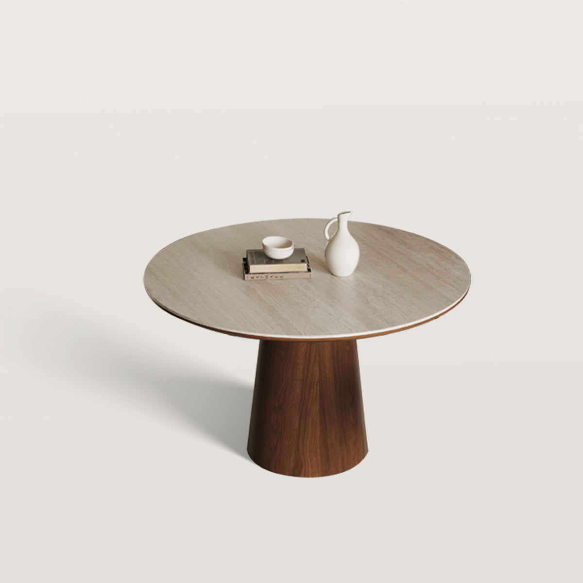 47in Round Wood Pedestal Dining Table for Bedroom