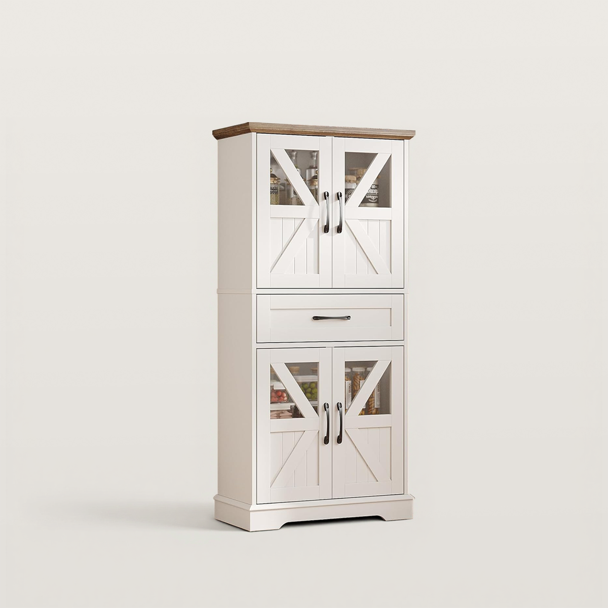 50.3in Farmhouse Bathroom Floor Storage Cabinet with LED Lights