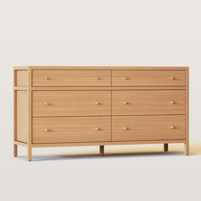 64in Chest of Drawers Wood 6 Drawer Dresser