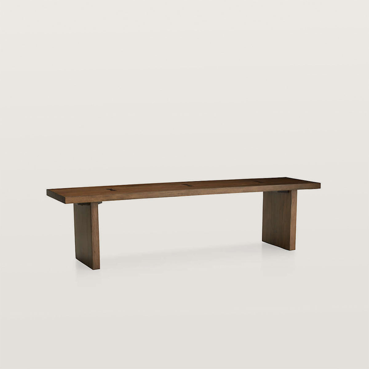 65 in Walnut Colored Bench with Floating Legs