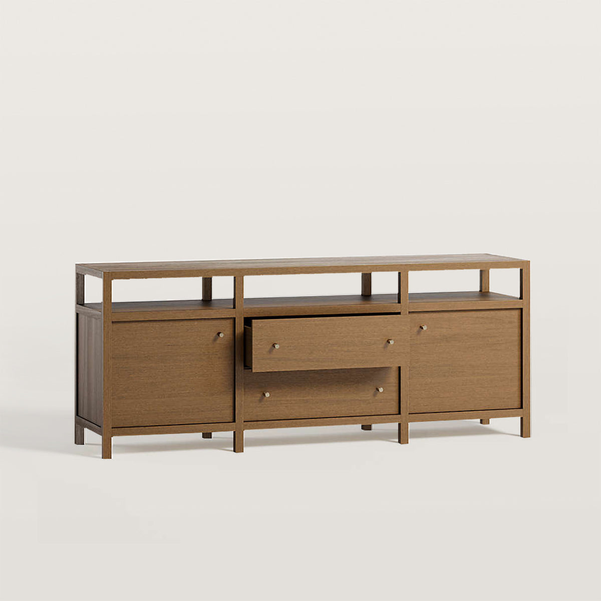 72’‘ Storage Media Console with Open Overhead Layer