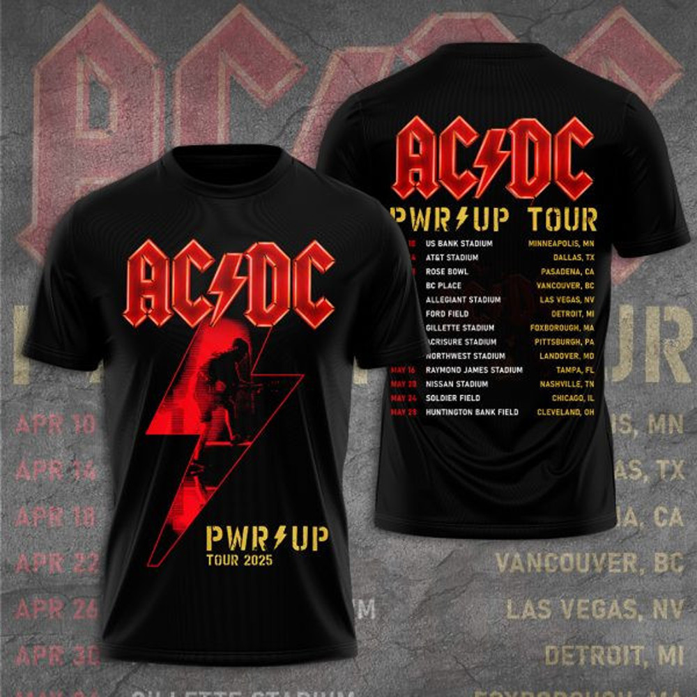 AC DC Pwr Up Tour 2025 Shirt ACDC Band T-Shirt Gifts For Band Fans