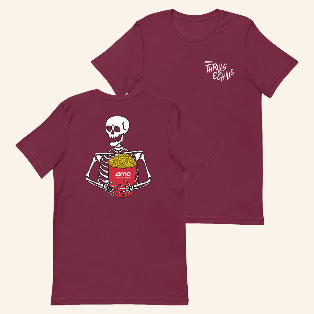 AMC Theatres Merch Thrills And Chills Skeleton T-Shirt For Dad