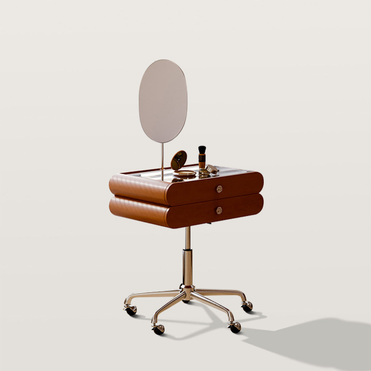 Adjustable Integrated Makeup Vanity with Antique Mirror