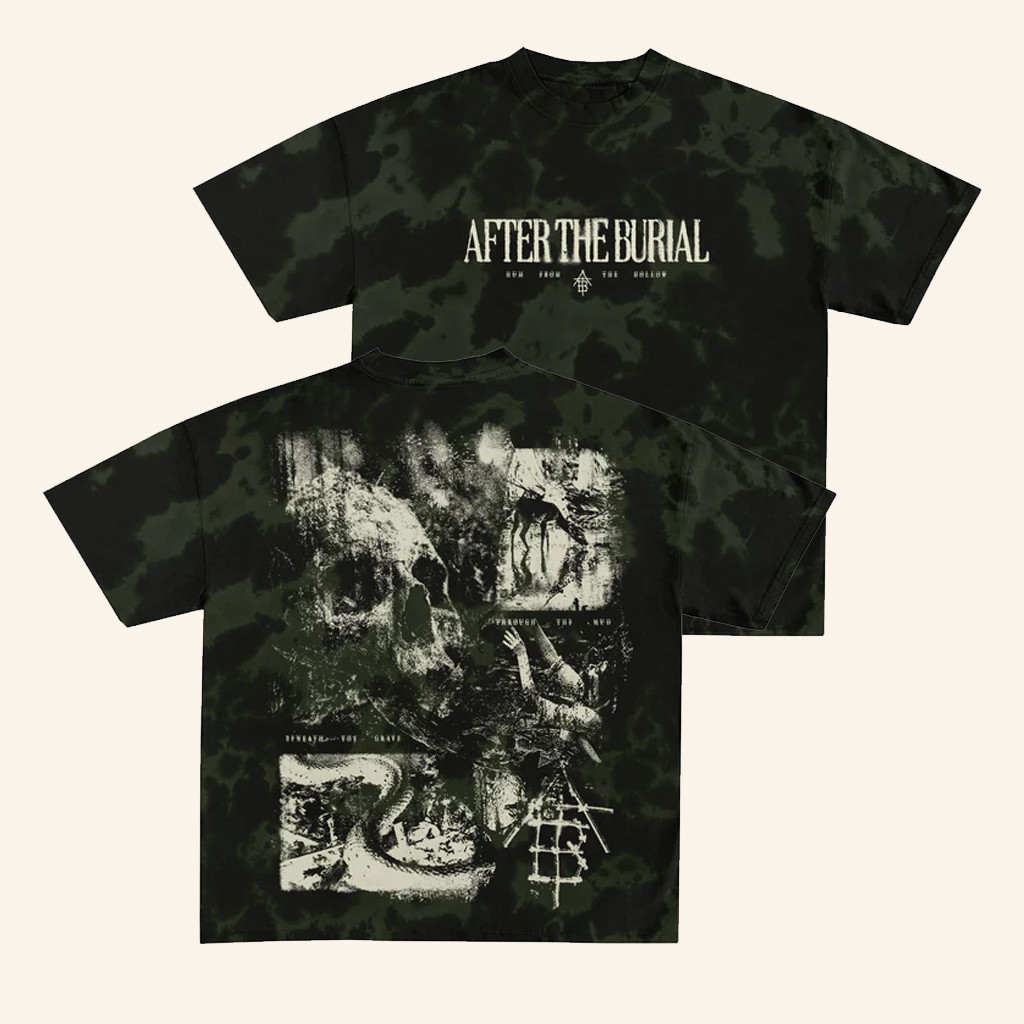 After The Burial Merch Hollow Olive And Black Tie Dye T-Shirt For Music Enthusiasts 