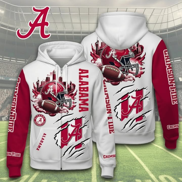 Alabama Crimson Tide Football Classic Helmet Zip Hoodie Official Tide Apparel Best Gift For Football Fans