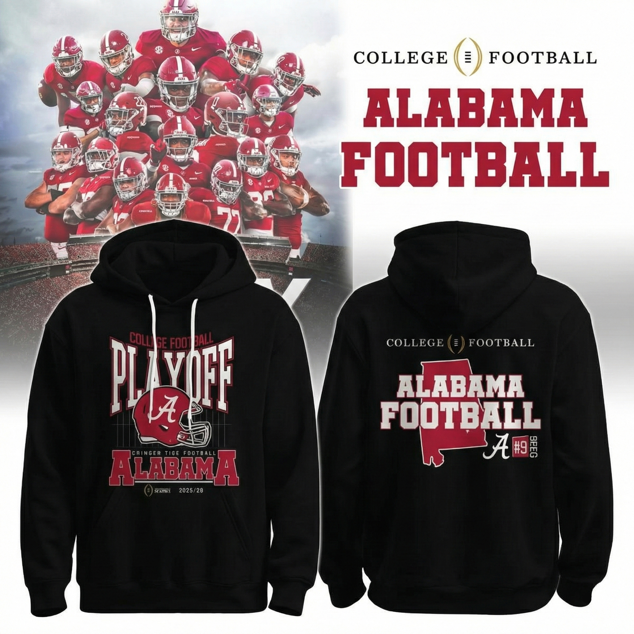 Alabama Crimson Tide Playoff Hoodie Crimson Tide Apparel Best Gift For College Football Lovers