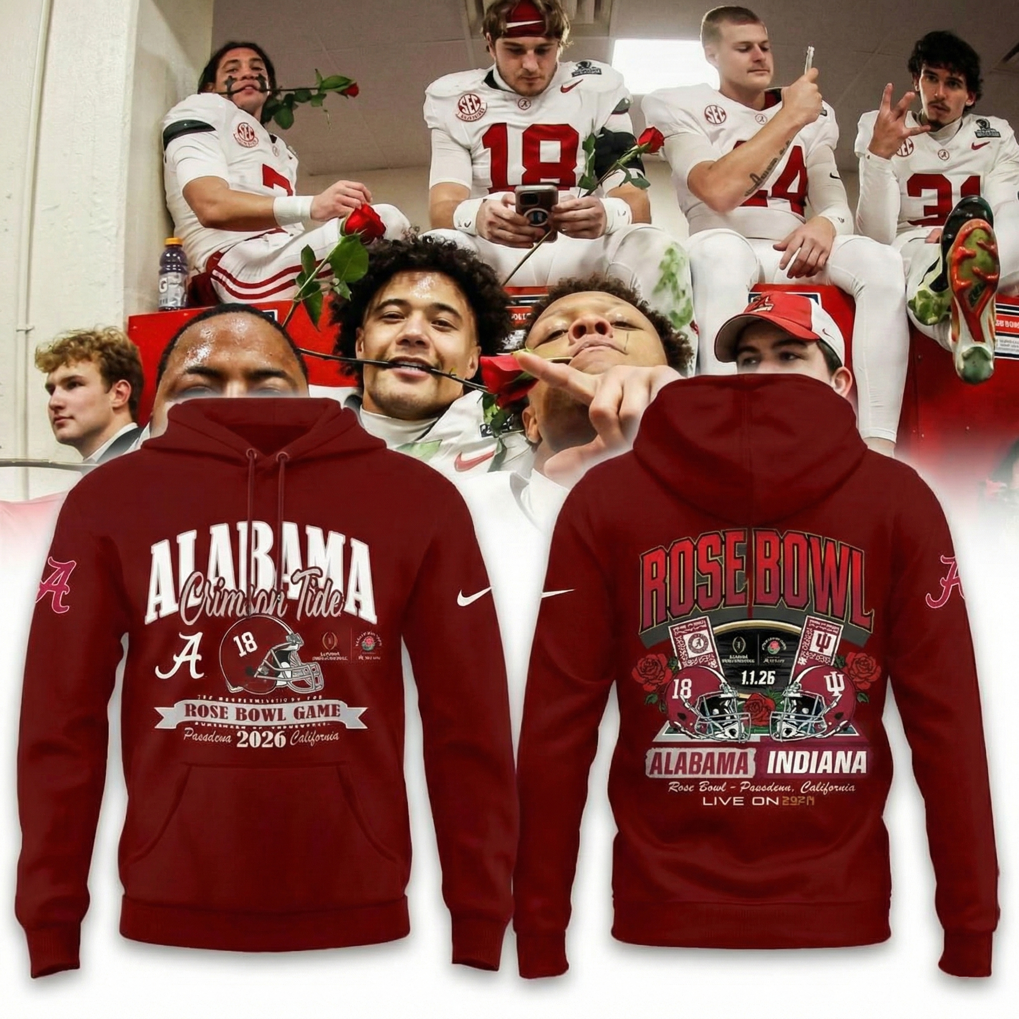 Alabama Crimson Tide Rose Bowl Game Hoodie Alabama Crimson Tide Clothing Best Gift For Football Fans