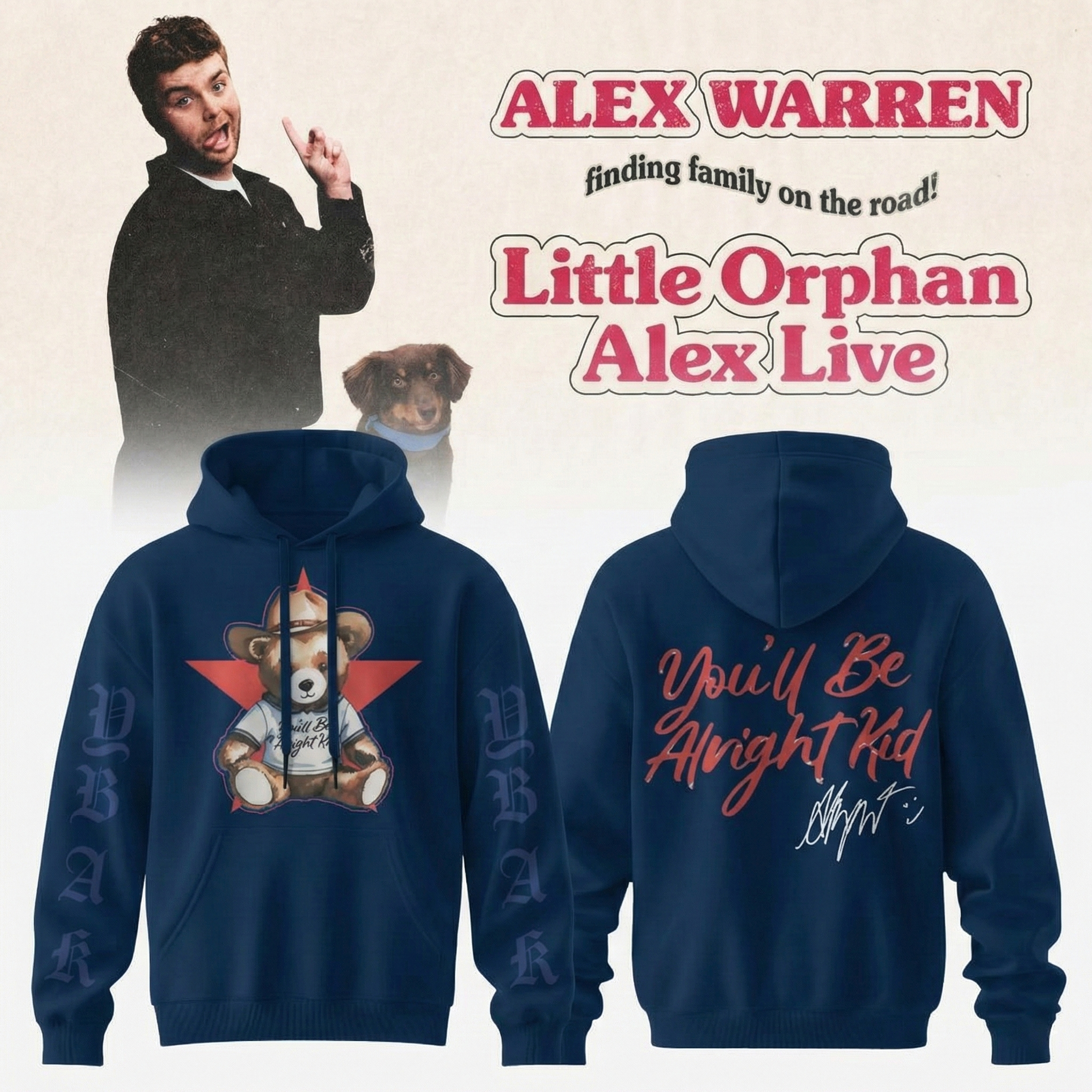 Alex Warren Little Orphan Alex Tour Teddy Hoodie Alex Warren Apparel Unique Gift For Music Lovers