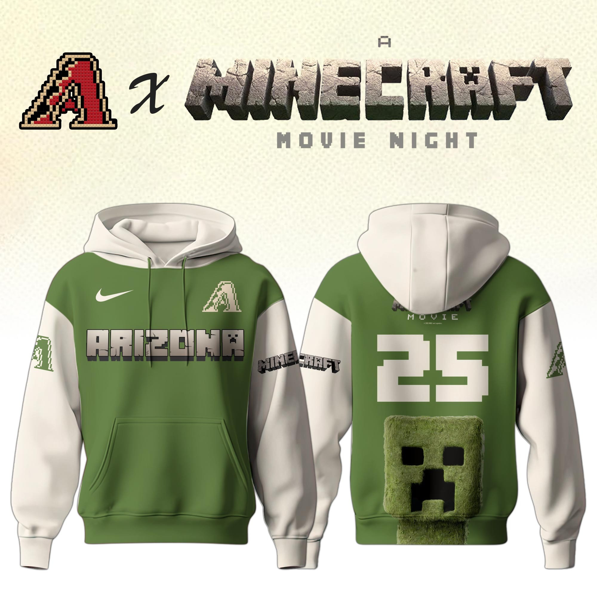 Arizona Diamondbacks MLB x A MINECRAFT MOVIE Night Hoodie Unique Gifts Baseball Fans