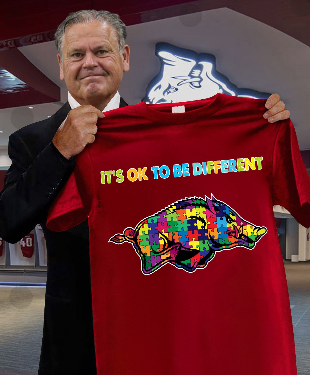 Arkansas Razorbacks Autism Awareness T-Shirt It's Ok To Be Different Best Gift For Fans