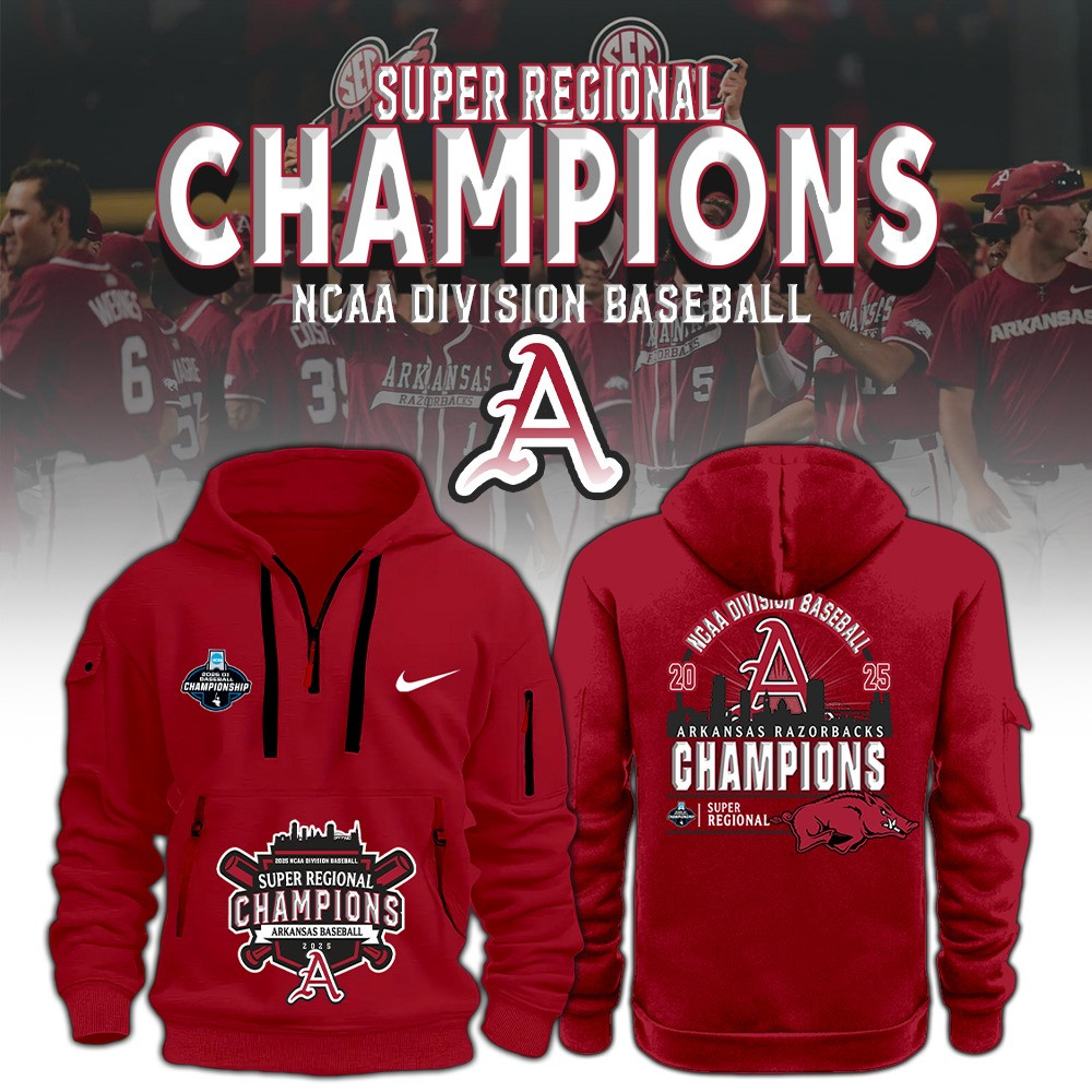 Arkansas Razorbacks Baseball Super Regionals 2025 Quarter Zip Hoodie Omahogs Fan Gifts