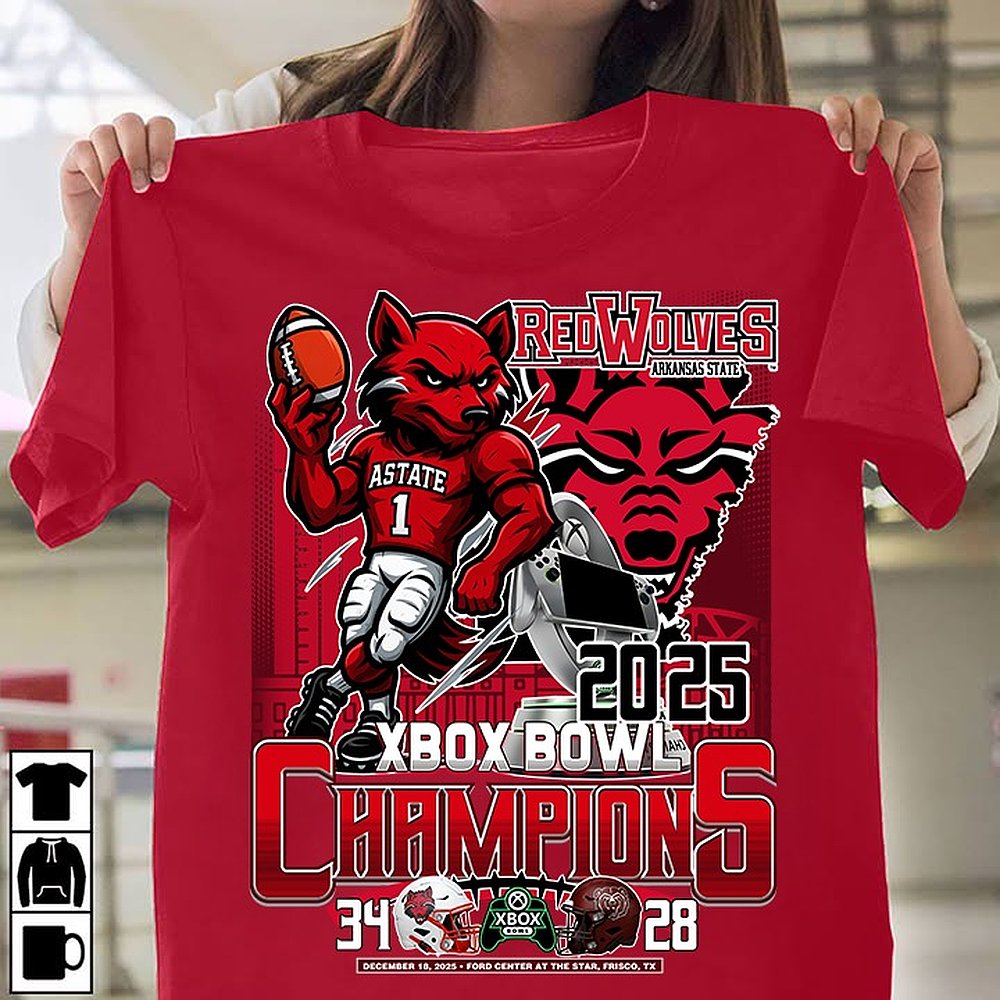 Arkansas State Red Wolves Xbox Bowl Champions 2025 T-Shirt College Football Apparel Best Gift For Football Fans