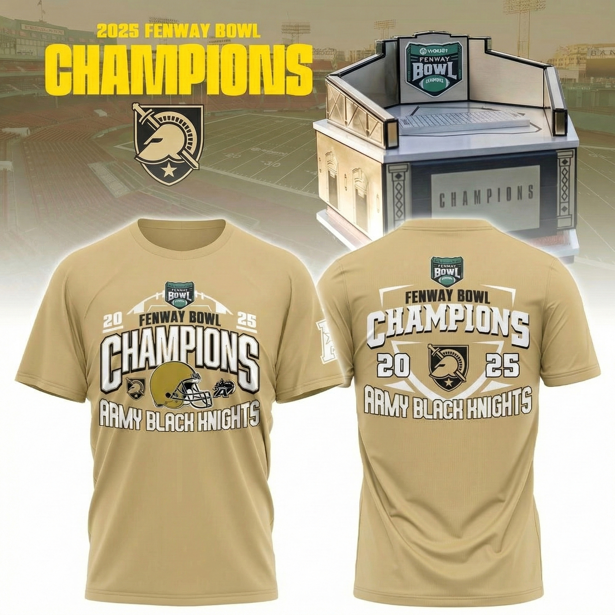 Army Black Knights Wasabi Fenway Bowl Champions 2025 T-Shirt Army Merch Gift For Football Fans