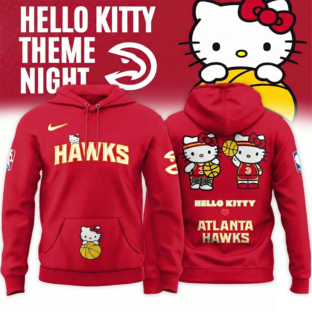 Atlanta Hawks Hello Kitty Night NBA Game Hoodie Hawks Merchandise Unique Gift For NBA Fans