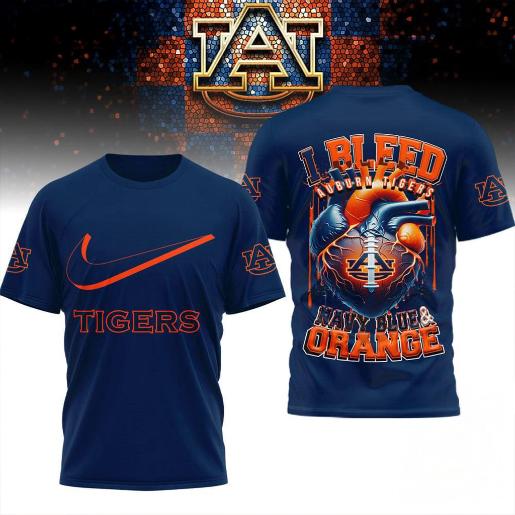 Auburn Tigers 2025 NCAA I Bleed Shirt Auburn Tigers Merch Football Fan Gift Ideas