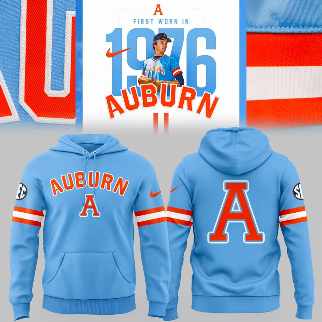 Auburn Tigers Throwback 1976 Blue Hoodie Tigers Merch Christmas Presents For Boyfriend