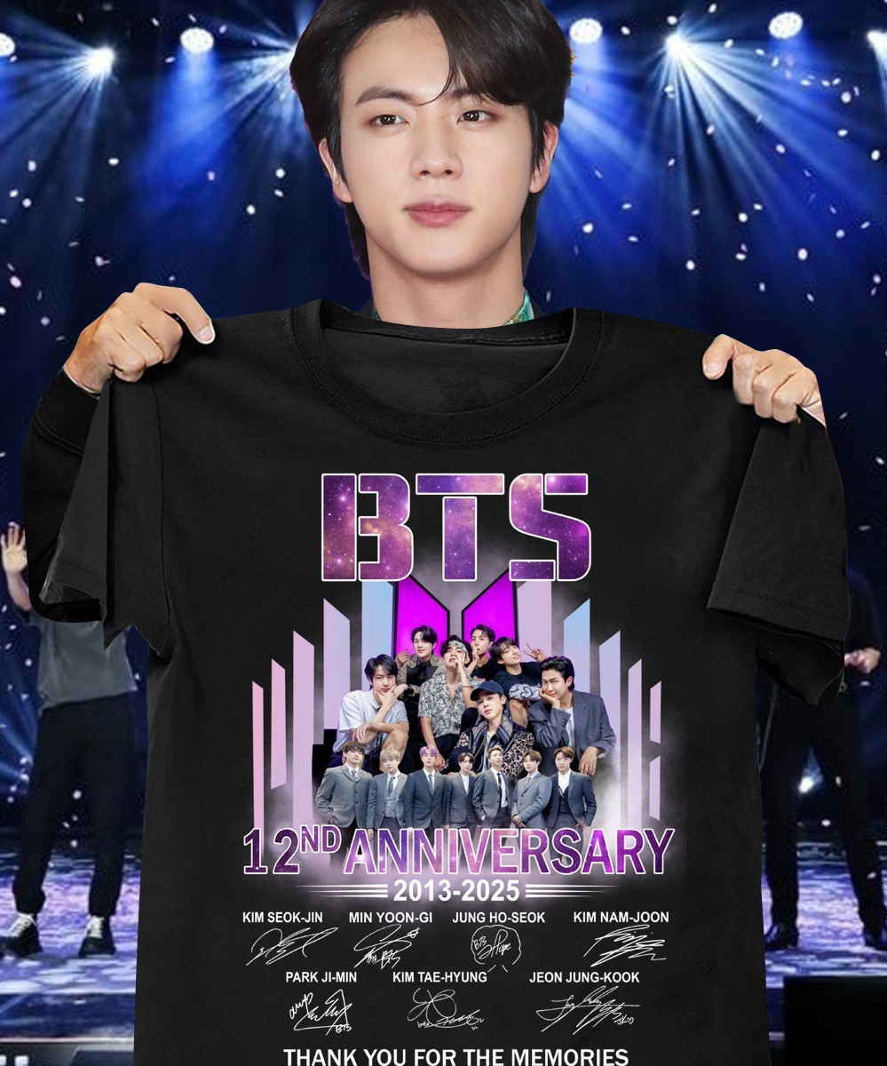 BTS 12Nd Anniversary 2025 T-Shirt Thank You For The Memories Signature Gifts For BTS Fans