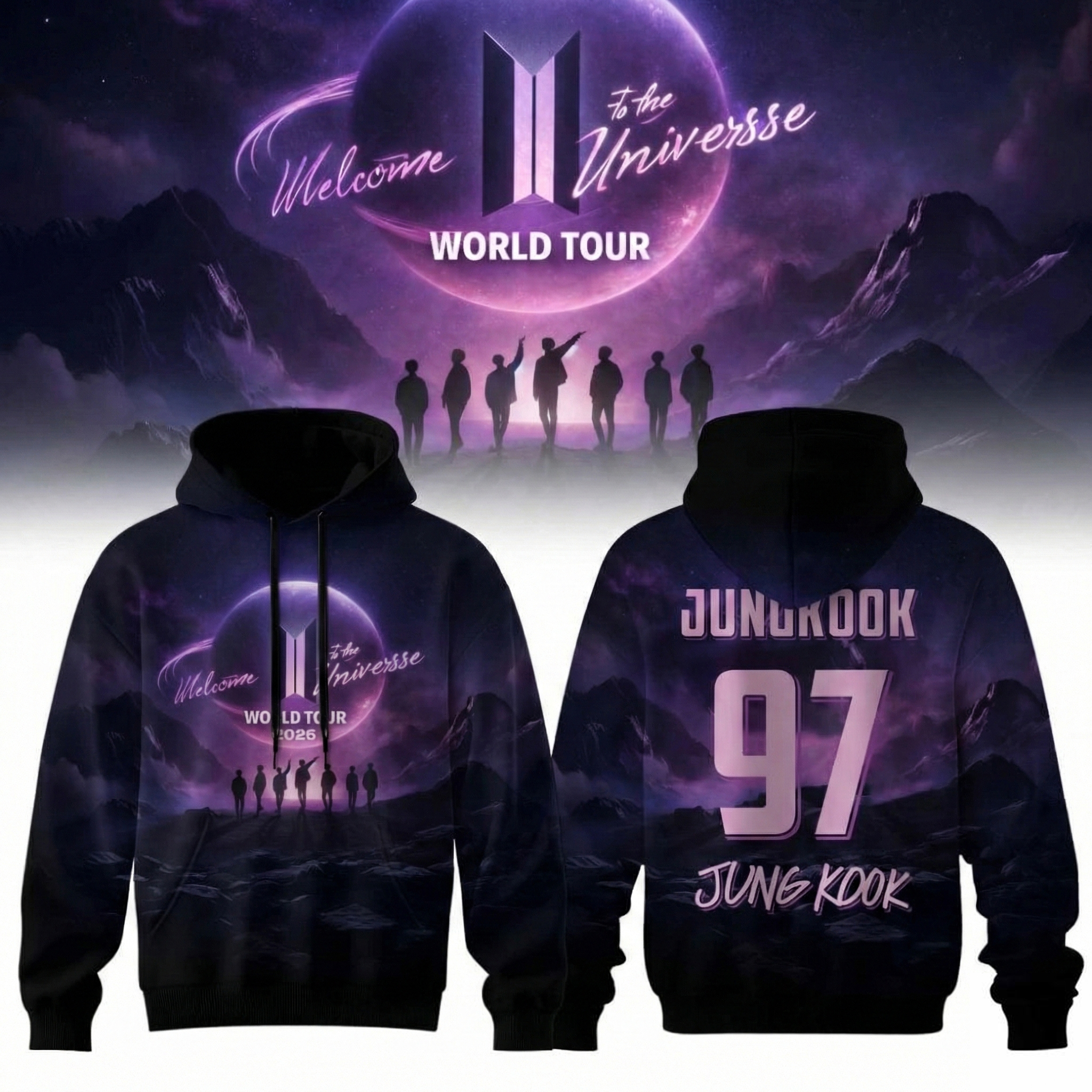 BTS Welcome To The Universse World Tour Jung Kook Hoodie BTS Apparel Best Gift For Kpop Fans
