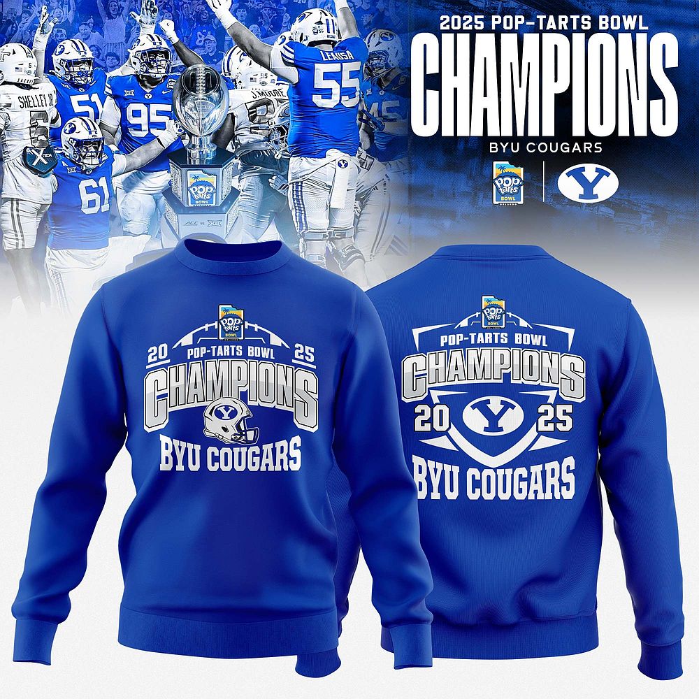 BYU Cougars 2025 Pop Tarts Bowl Champions Sweatshirt College Football Apparel Best Gift For Football Fans