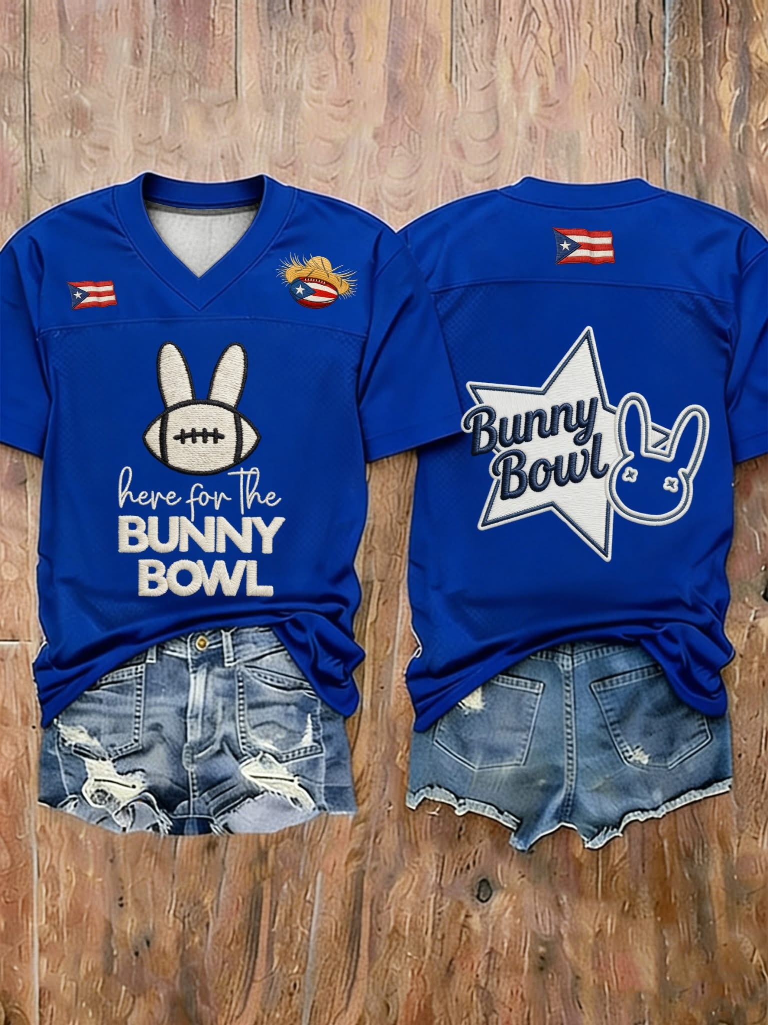 Bad Bunny Super Bowl 2026 Here For The Bunny Bowl V Neck Shirt Best Gift For Music Fans