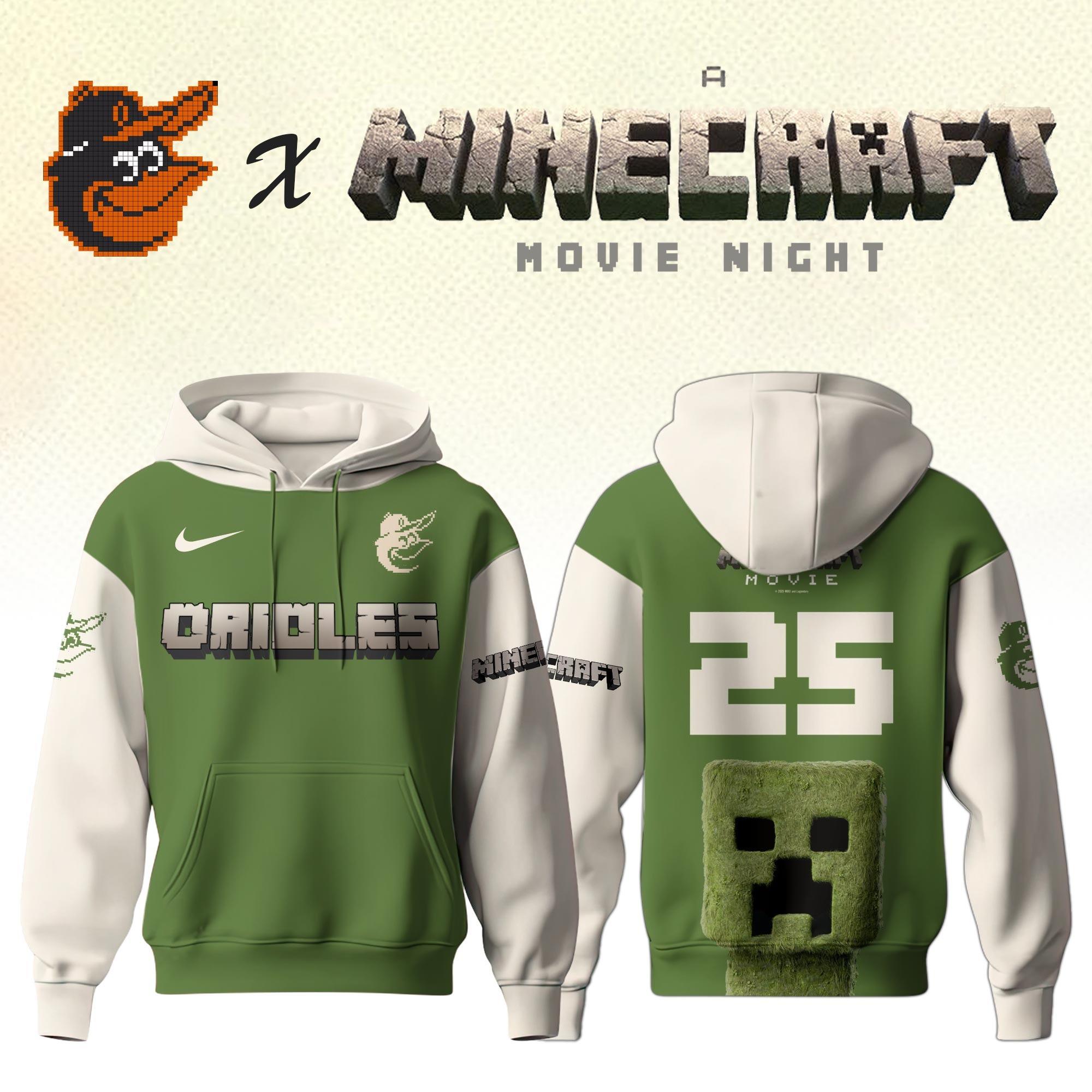 Baltimore Orioles MLB x A MINECRAFT MOVIE Night Hoodie Unique Gifts Baseball Fans