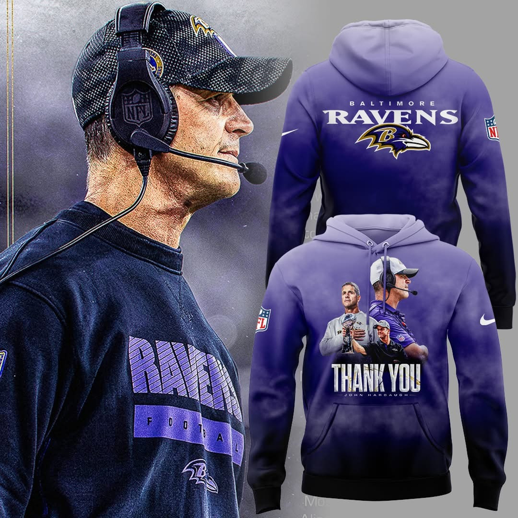 Baltimore Ravens Football Coach John Harbaugh For 18 Tremendous Years Hoodie Best Gift For Football Fans