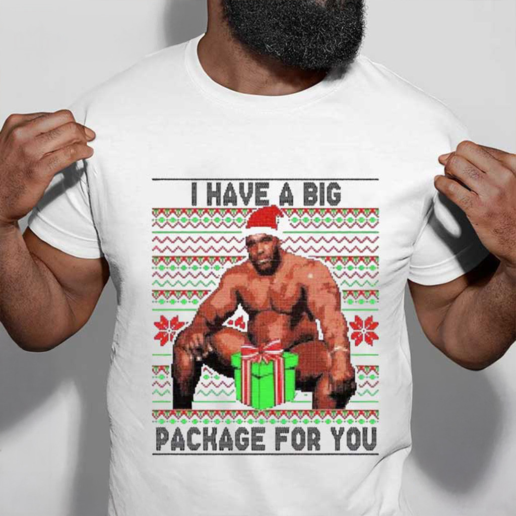 Barry Sitting On A Bed I Have A Big Package For You Meme T-Shirt Christmas For Him