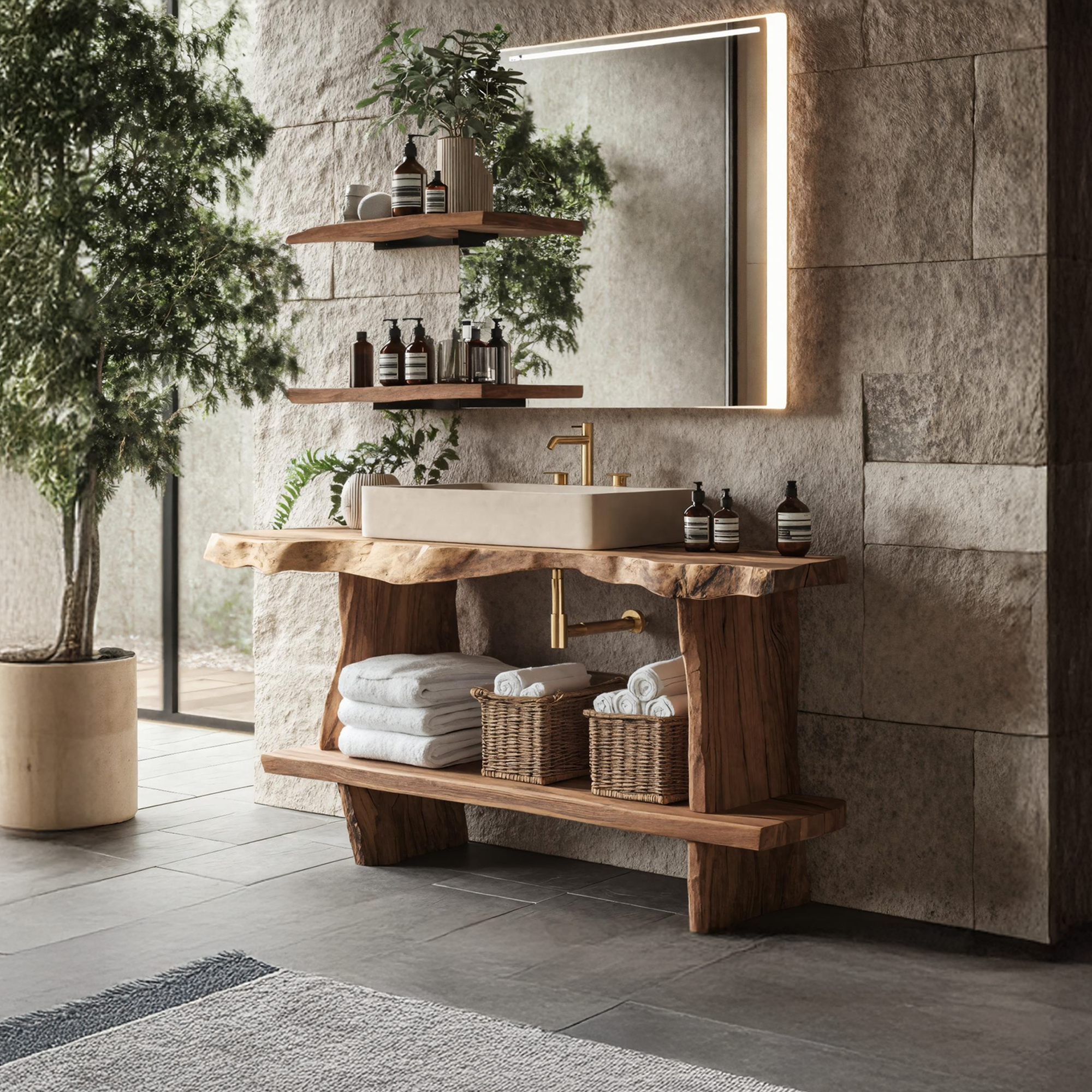 Bathroom Furniture Rustic Vanity With Live Edge Top SILDTTRBRV054