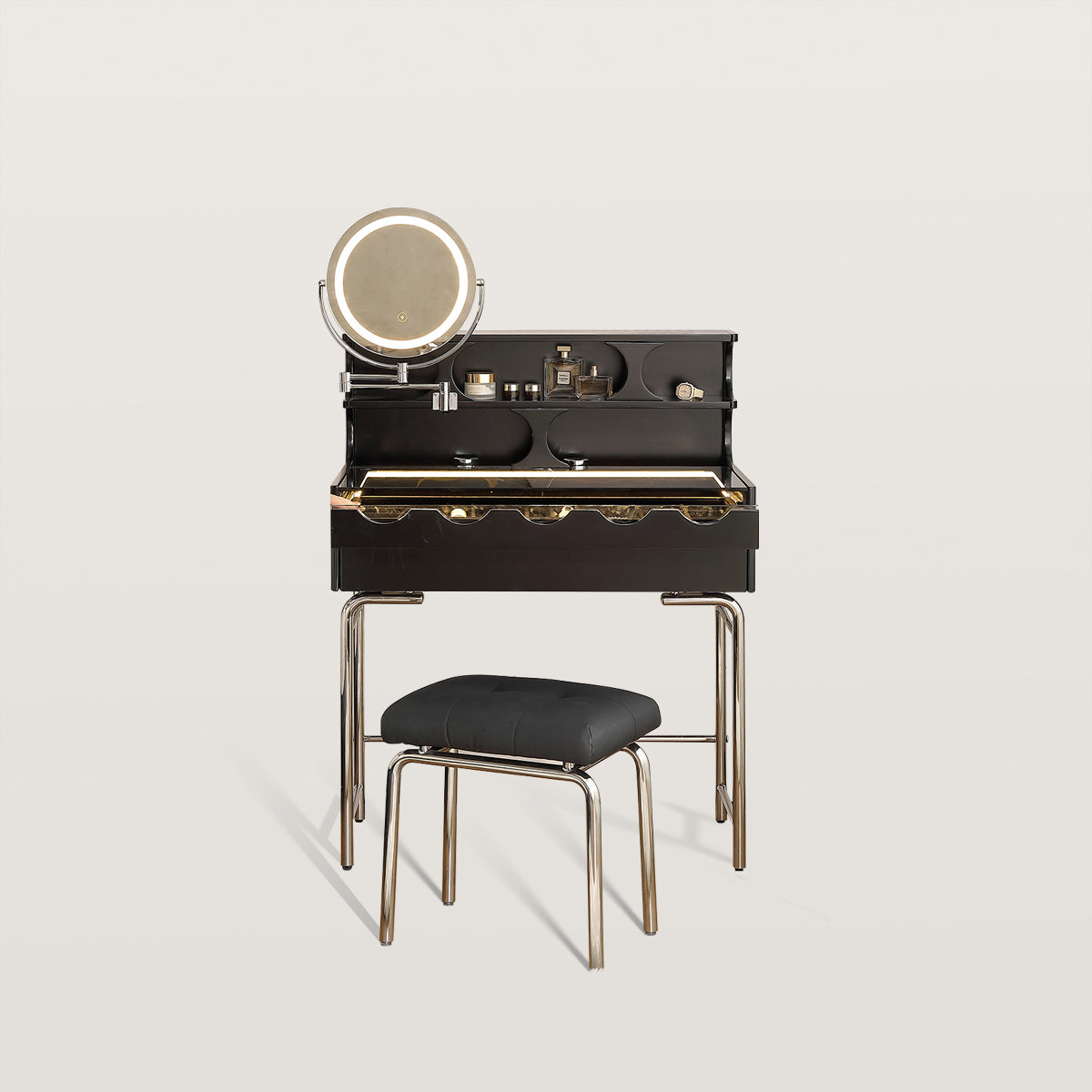 Bauhaus Makeup Vanity with Visual Desktop and Induction Light