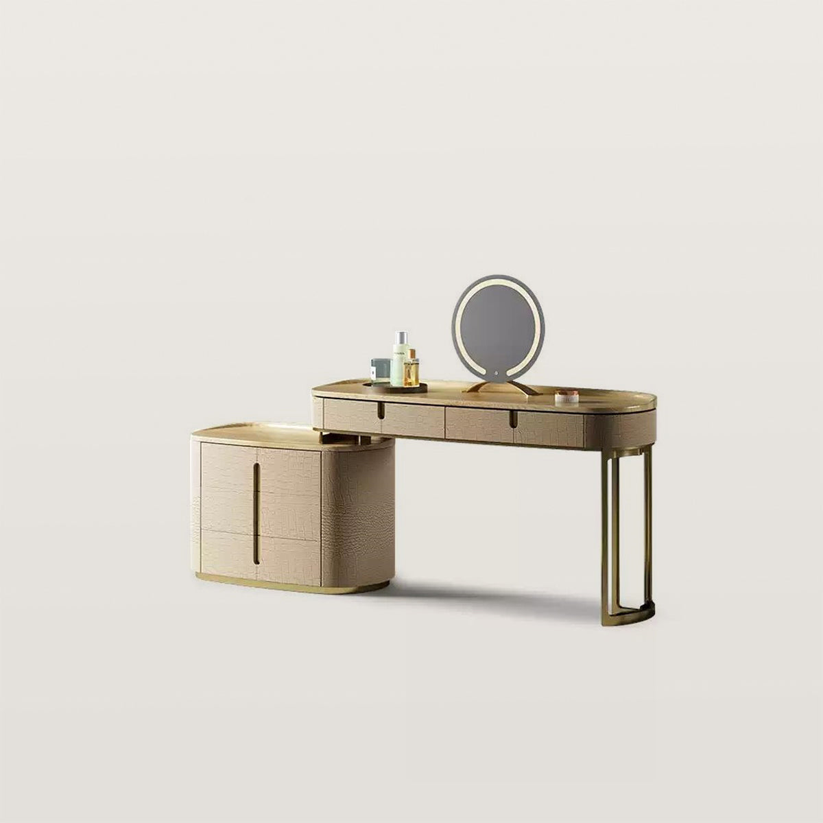 Bedroom 5 Drawers Crocodile Skin Pattern Makeup Vanity