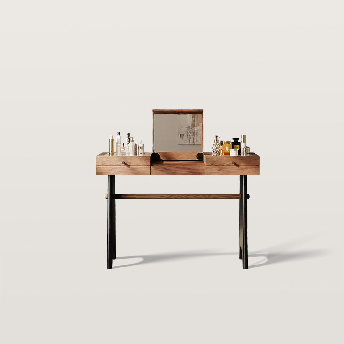 Bedroom Flip Style Makeup Vanity with Glass Tabletop