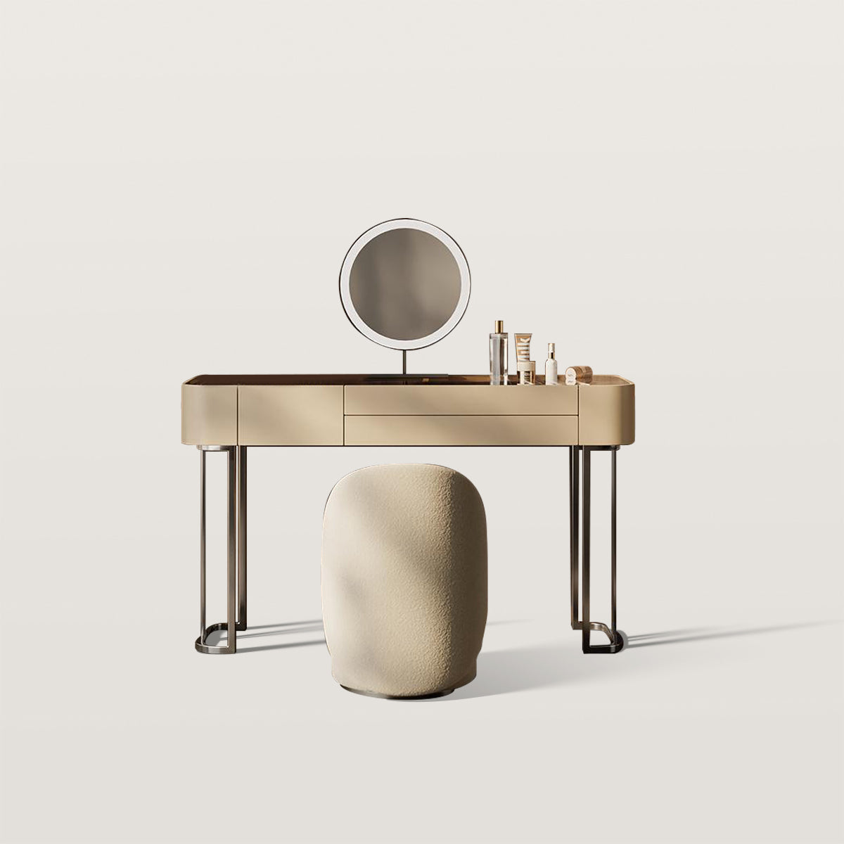 Bedside Integrated Storage Makeup Vanity with Glass Top