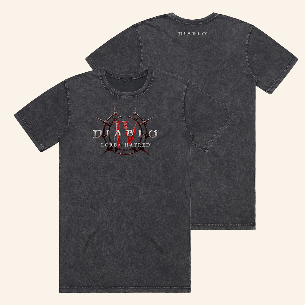 Blizzard Gear Merch Diablo IV Lord Of Hatred Logo Black Wash T-Shirt For Brother