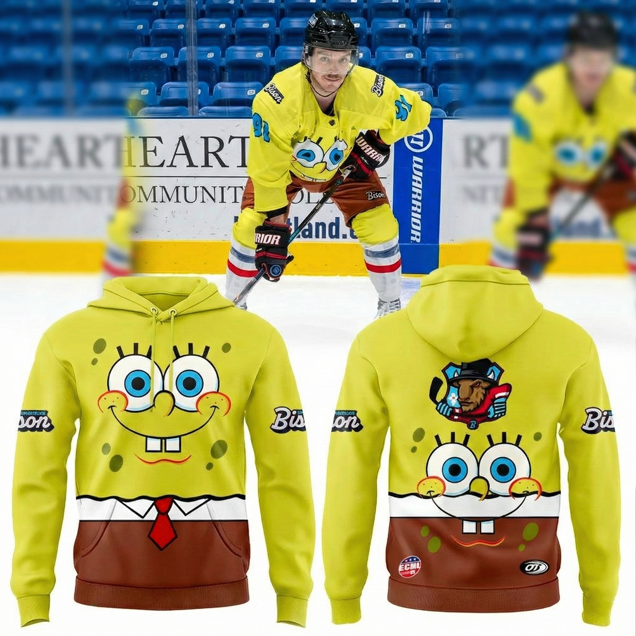 Bloomington Bison SpongeBob Hoodie Bloomington Bison Merch Unique Hockey Fans Gifts