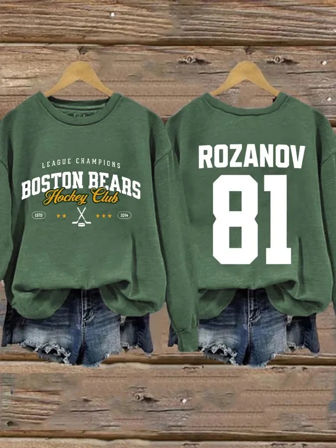 Boston Bears Hockey Club Heated Rivalry Rozanov 81 Womens Hockey Romance Sweatshirt Best Gift For Hockey Fans