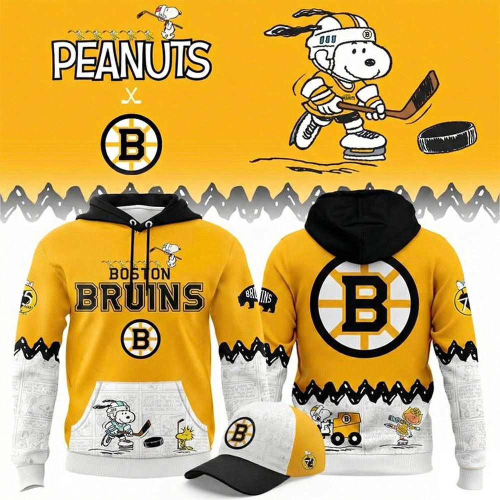 Boston Bruins Peanuts Night Snoopy Game Hoodie Bruins Apparel Unique Gift For NHL Fans