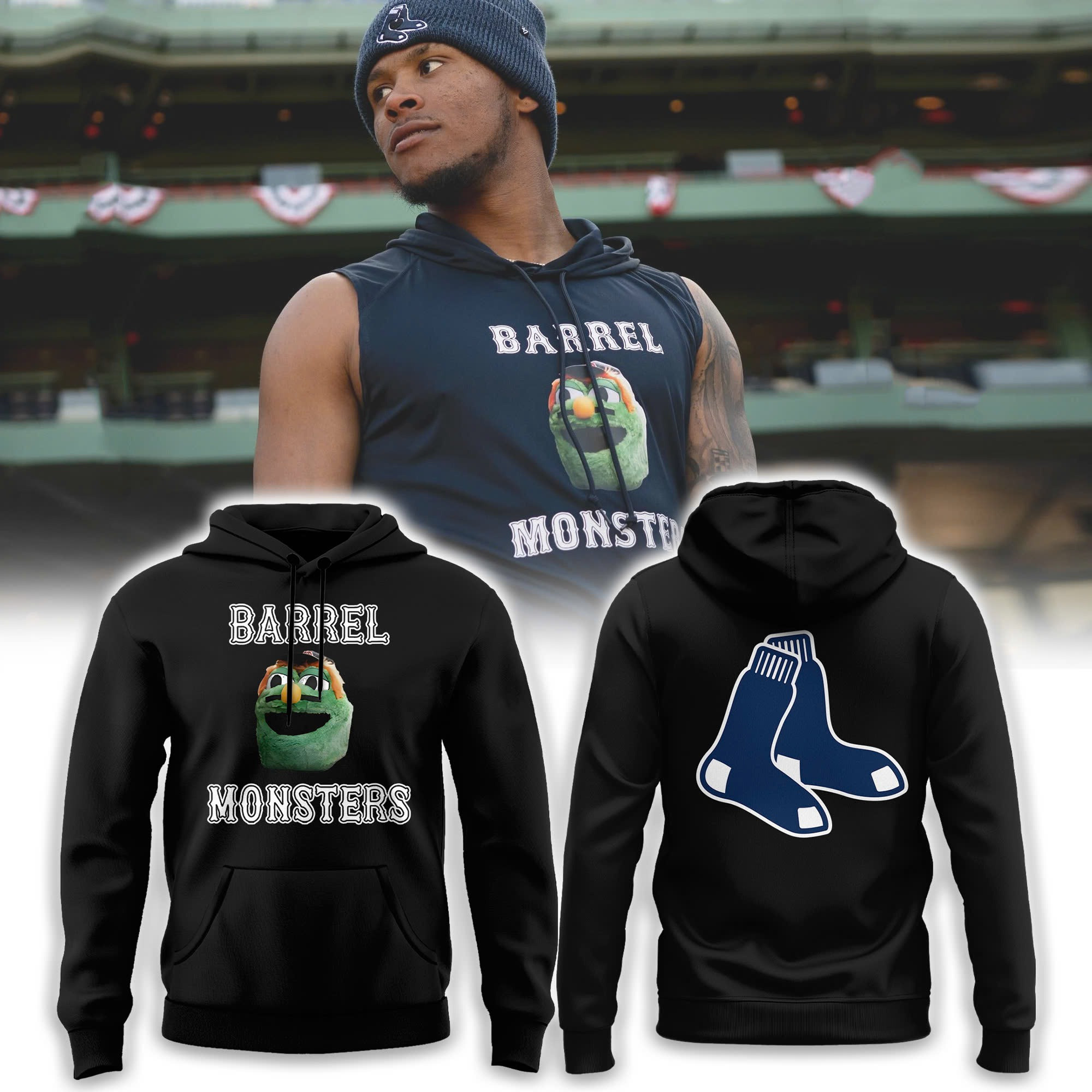 Boston Red Sox Barrel Monsters Hoodie Merch Gifts For Boston Red Sox Fans Baseball Lovers