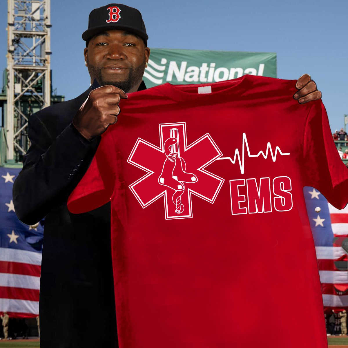 Boston Red Sox EMS T-Shirt Support Emergency Medical Services Best Gift For Baseball Fans