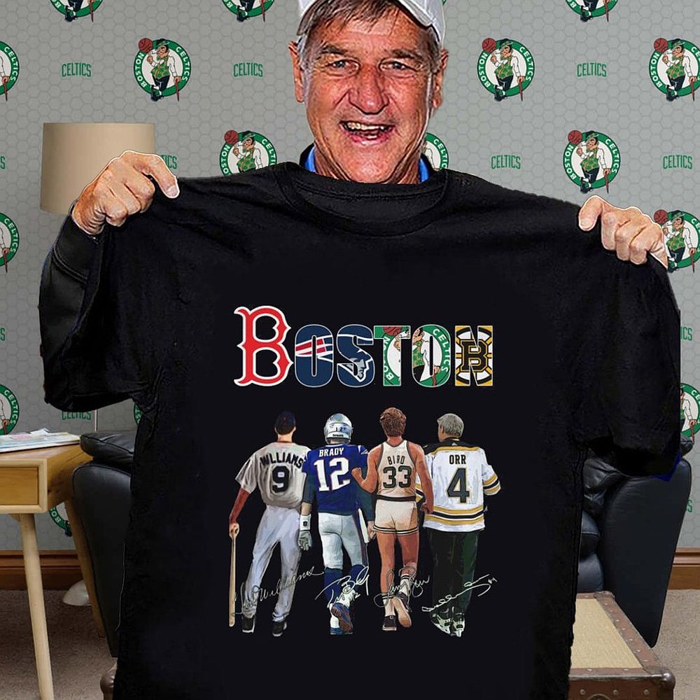 Boston Sports Legends Ted Williams Tom Brady Larry Bird Bobby Orr T-Shirt