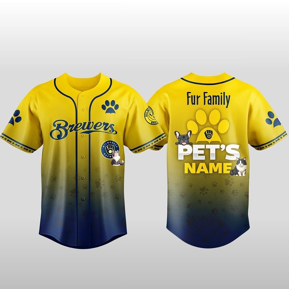 Brewers x Fur Family Pet Game Night 2026 Baseball Jersey Gift For Baseball Fans
