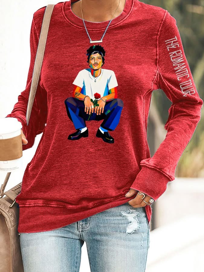 Bruno Mars The Romantic Tour 2026 Red Long Sleeve Shirt Best Gift For Music Fans