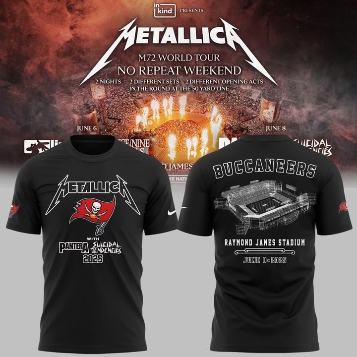 Buccaneers Metallica 2025 Shirt M72 World Tour Raymond James Stadium Merch Best Gift For Football Fans