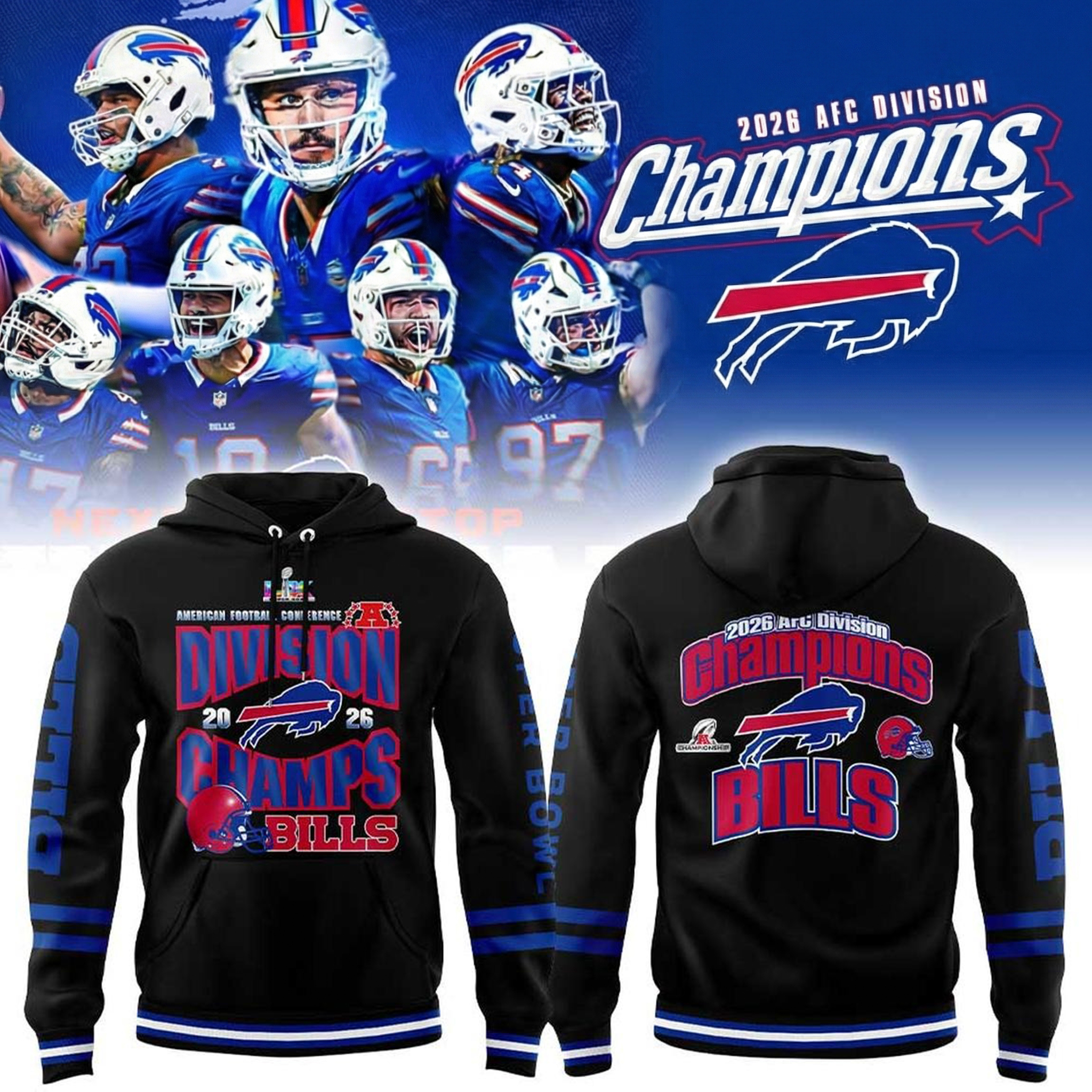 Buffalo Bills AFC Division Champions Locker Room Hoodie Bills Merch Best Gift For NFL Fans