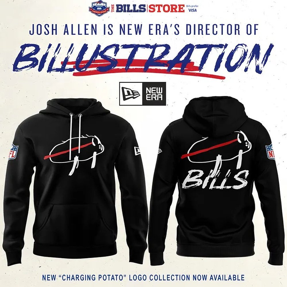 Buffalo Bills Football Charging Potato Logo Signature Black Hoodie Best Gift For Football Fans