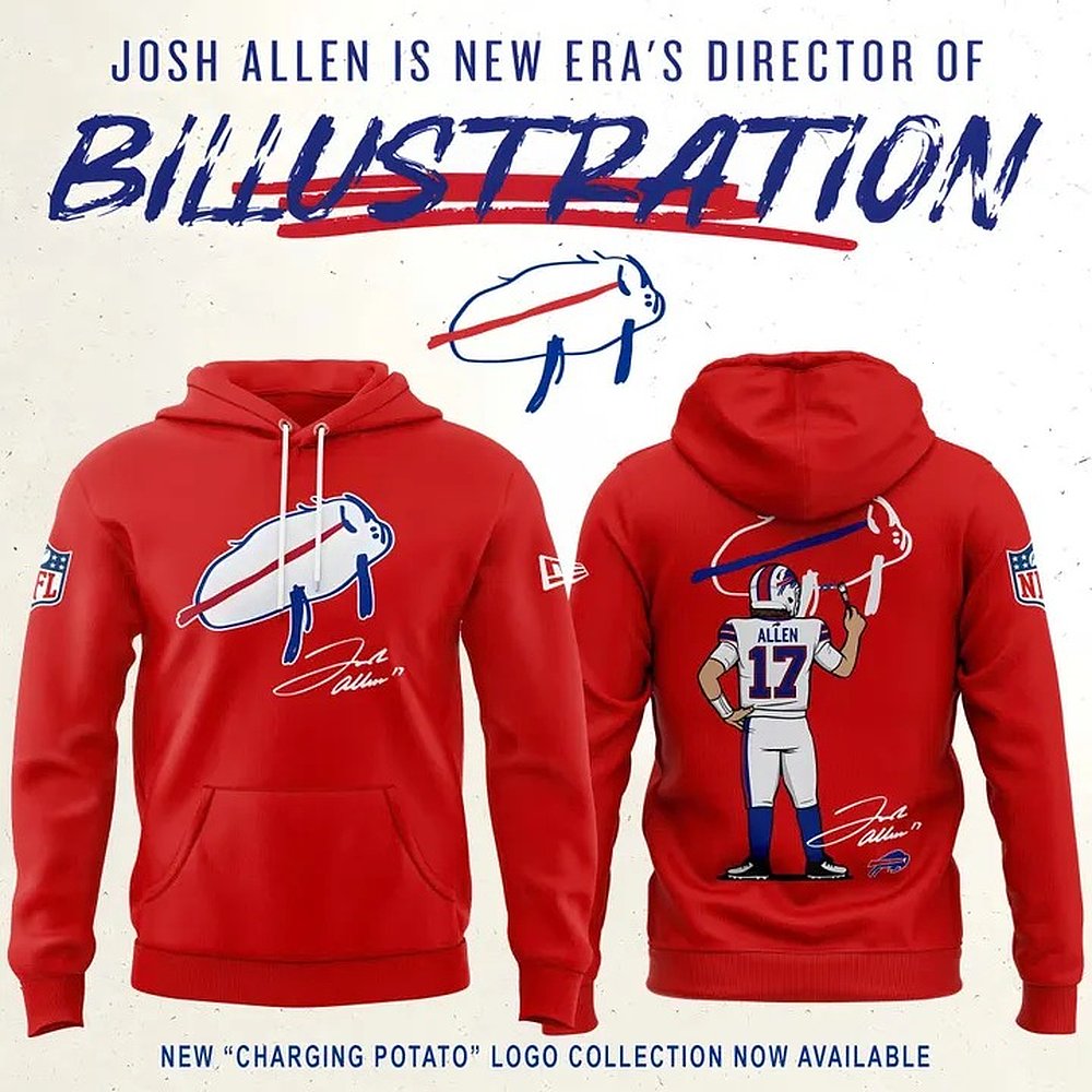 Buffalo Bills Football Charging Potato Logo Signature Red Hoodie Best Gift For Football Fans