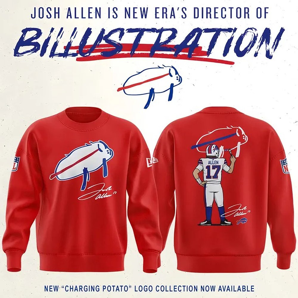 Buffalo Bills Football Charging Potato Logo Signature Red Sweatshirt Best Gift For Football Fans